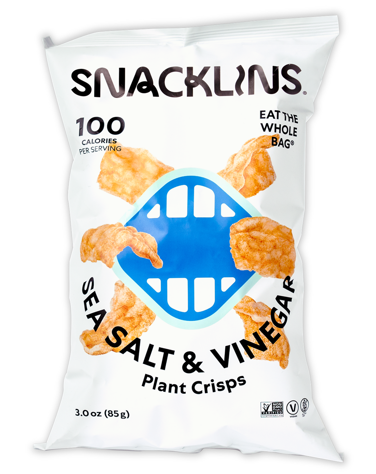Snacklins Sea Salt flavor in a 3 oz pack, isolated on a white background