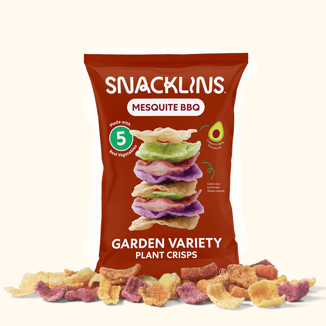 Snacklins Garden Variety Mesquite BBQ 3 oz bag with crisps