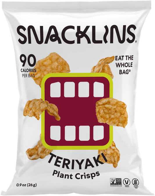 Snacklins Teriyaki flavor in a 0.9 oz pack, isolated on a white background