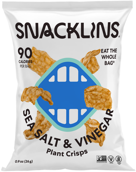 Snacklins Sea Salt flavor in a 0.9 oz pack, isolated on a white background