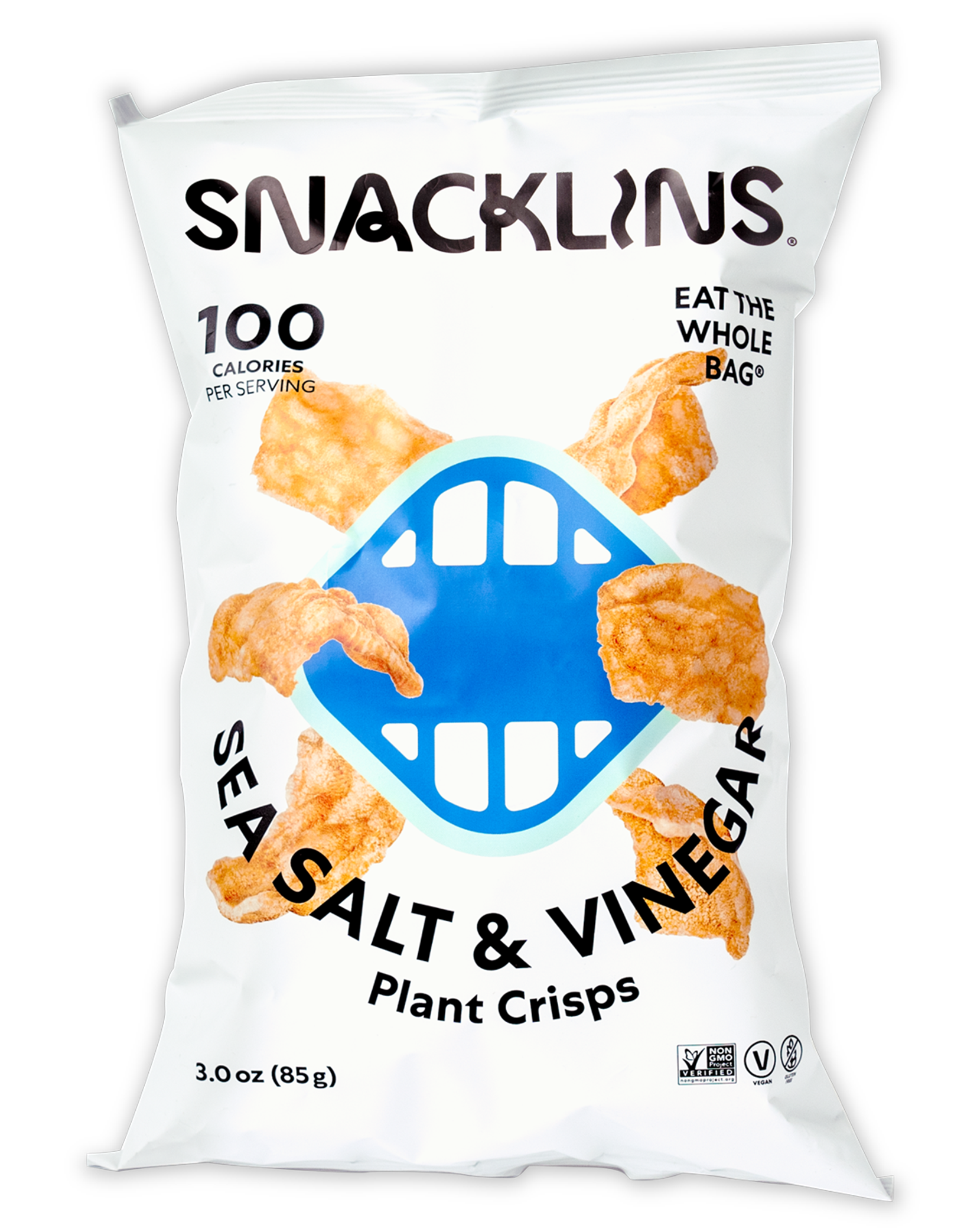 Snacklins Sea Salt flavor in a 3 oz pack, isolated on a white background