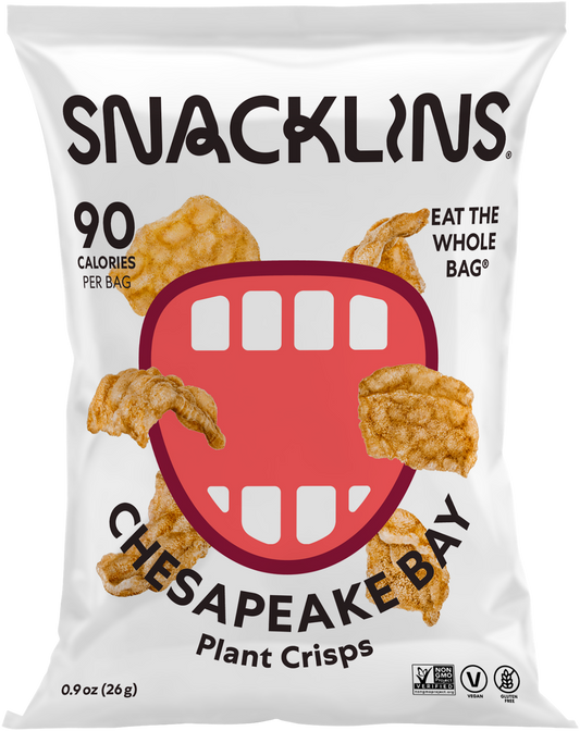 Snacklins Chesapeake Bay flavor in a 0.9 oz pack, isolated on a white background